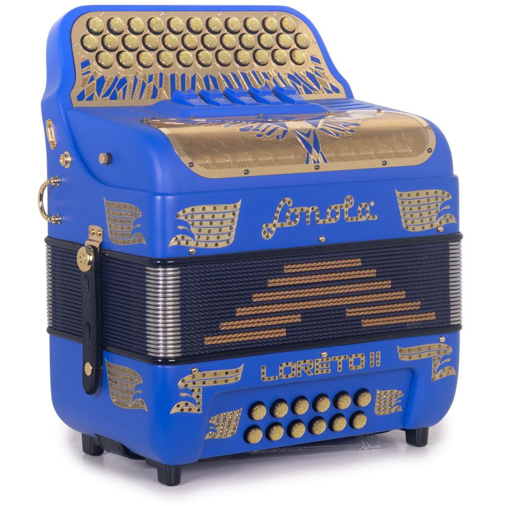 Sonola Loreto II Ultra Compact Accordion 5 Switch FBE Blue with Gold-Accordions & Concertinas-Sonola- Hermes Music