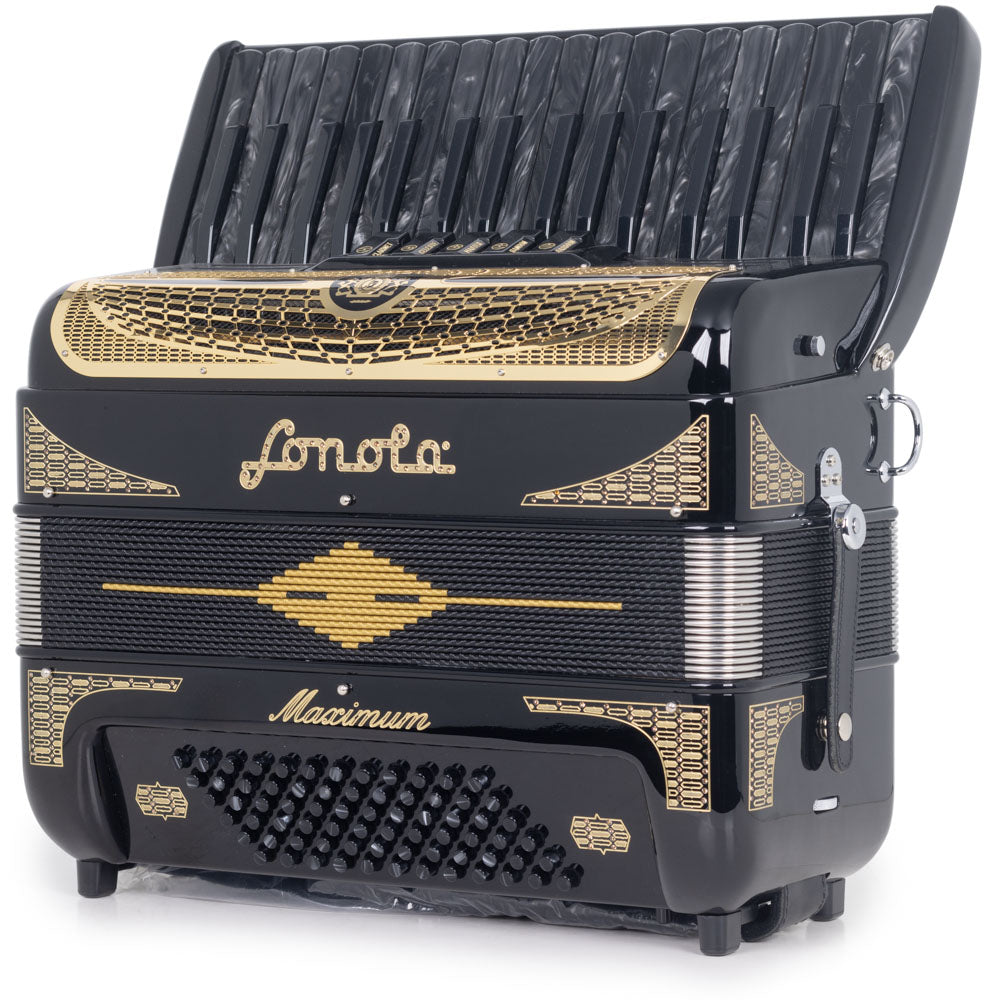 Sonola Maximum Piano Accordion 5 Switch Black with Gold-accordion-Sonola- Hermes Music