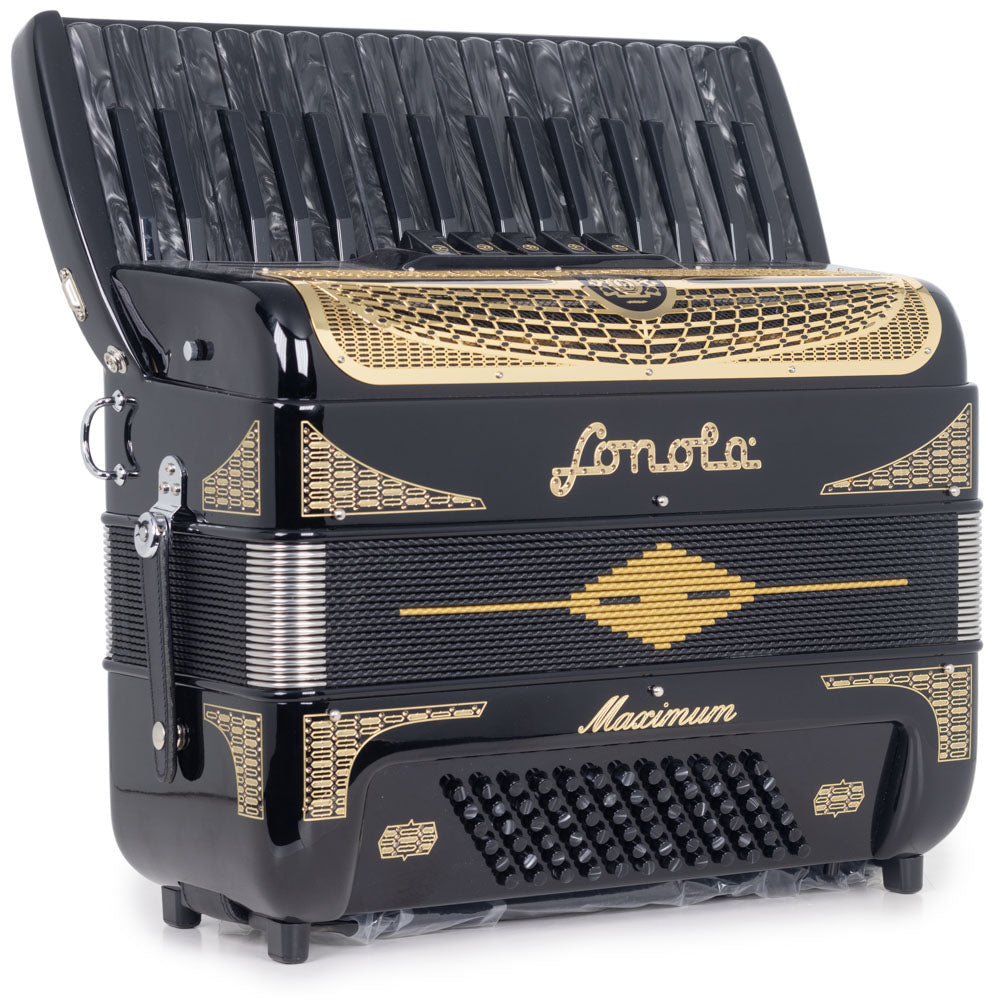 Sonola Maximum Piano Accordion 5 Switch Black with Gold-accordion-Sonola- Hermes Music