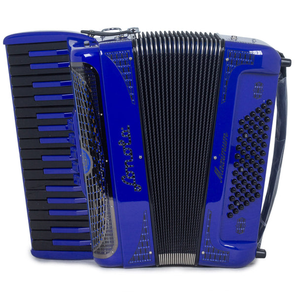 Sonola Maximum Piano Accordion 5 Switch Glossy Blue and Silver with Black Keys-accordion-Sonola- Hermes Music