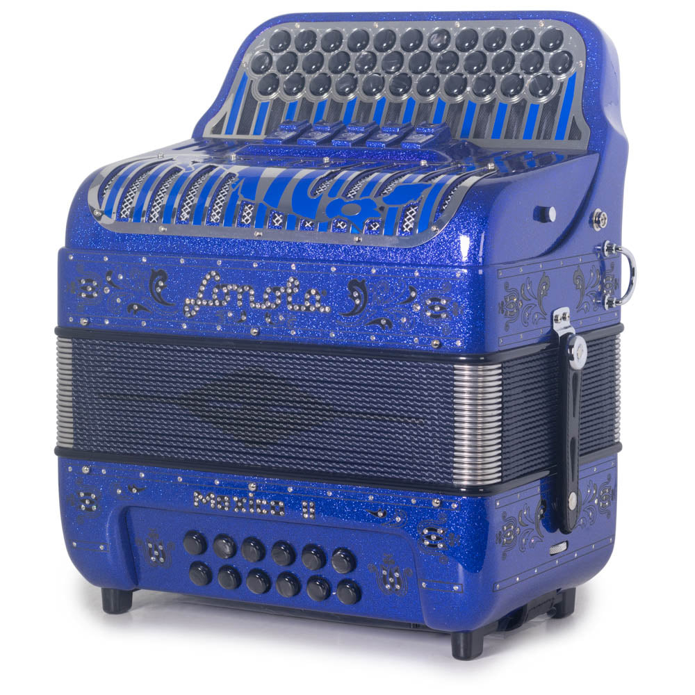 Sonola Mexico II Ultra Compact Accordion EAD 5 Switches Blue Glitter with Black-Accordions & Concertinas-Sonola- Hermes Music