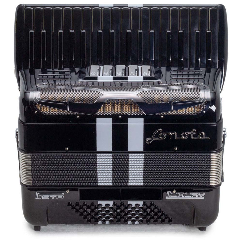 Sonola Pista Deluxe Piano Accordion 5 Switch Black with White and Black Keys-accordion-Sonola- Hermes Music
