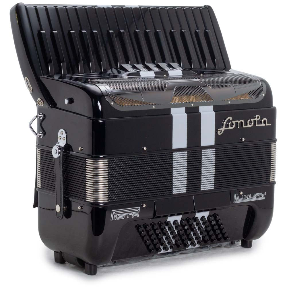 Sonola Pista Deluxe Piano Accordion 5 Switch Black with White and Black Keys-accordion-Sonola- Hermes Music