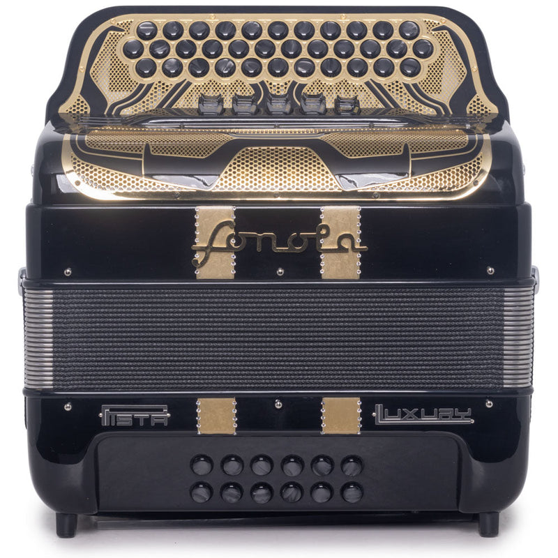 Sonola Pista Lux Accordion 5 Switch FBE Black and Gold-accordion-Sonola- Hermes Music