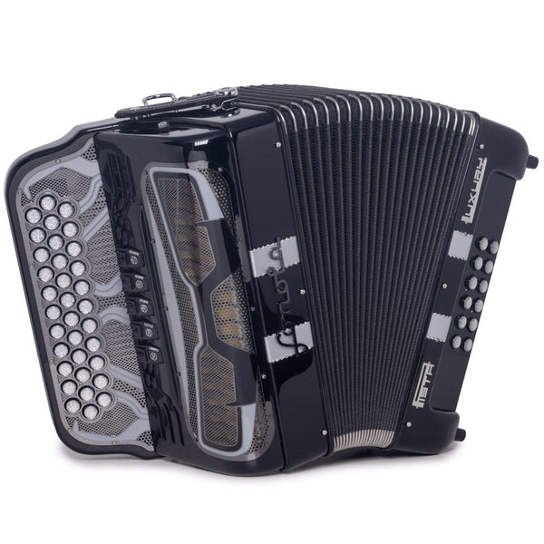 Sonola Pista Lux Accordion 5 Switch FBE Black with Silver-accordion-Sonola- Hermes Music