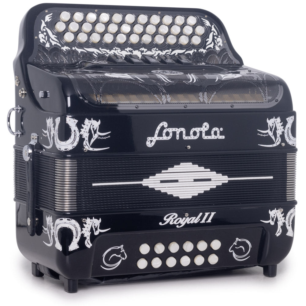 Sonola Royal II Accordion 5 Switch FBE Black with White-accordion-Sonola- Hermes Music