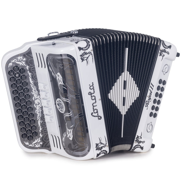 Sonola Royal II Accordion 5 Switch FBE White with Black-accordion-Sonola- Hermes Music