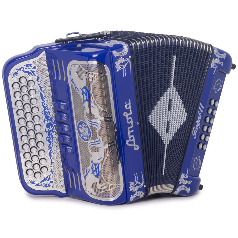 Sonola Royal II Accordion 5 Switch GCF Blue with Silver-accordion-Sonola- Hermes Music