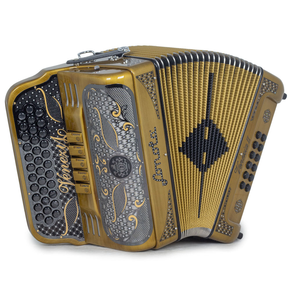 Sonola Venezia II Accordion 5 Switch GCF Gold with Black-accordion-Sonola-Hermes Music