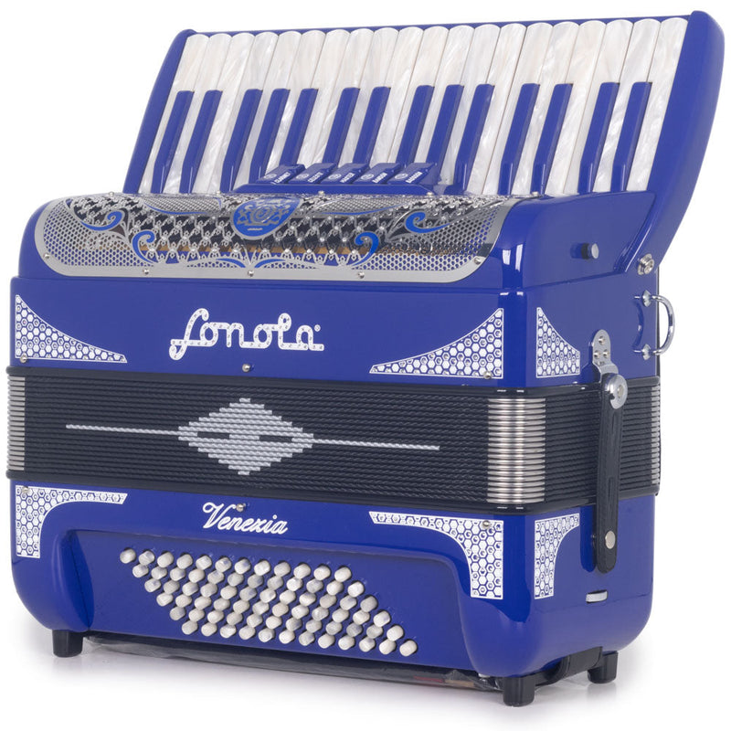 Sonola Venezia Piano Accordion 5 Switches Blue and Silver-accordion-Sonola- Hermes Music