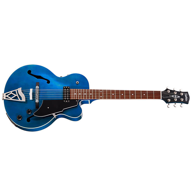 Vox VGA3DTB Giulietta Single Archtop Electric Guitar Trans Blue with Aeros-D-guitar-Vox- Hermes Music