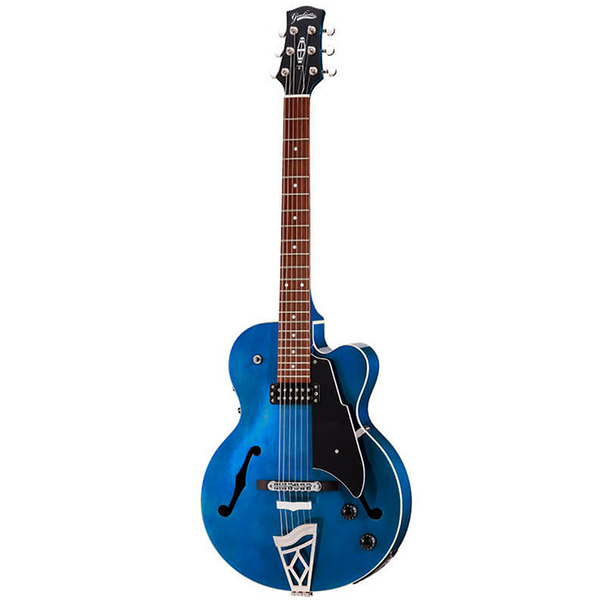 Vox VGA3DTB Giulietta Single Archtop Electric Guitar Trans Blue with Aeros-D-guitar-Vox- Hermes Music