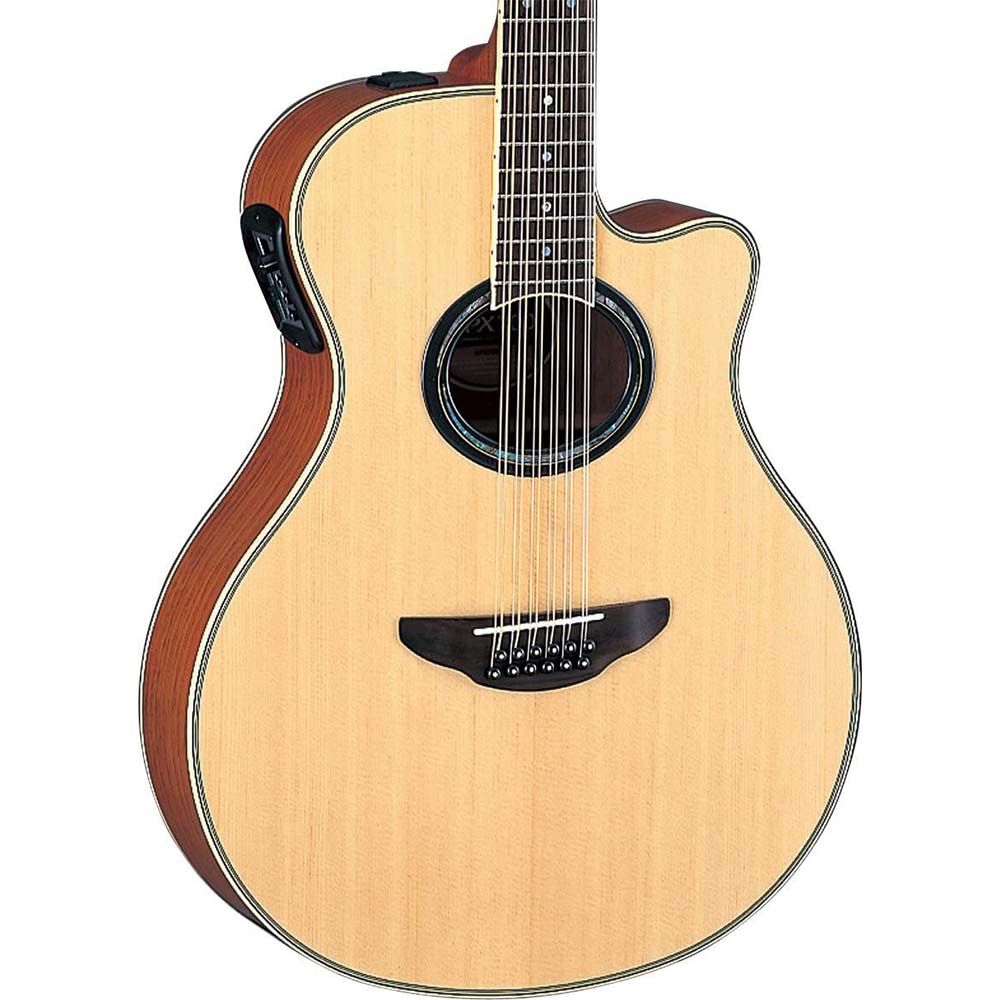 Yamaha 12 String Thinline Cutaway Acoustic-Electric Guitar Natural-guitar-Yamaha- Hermes Music